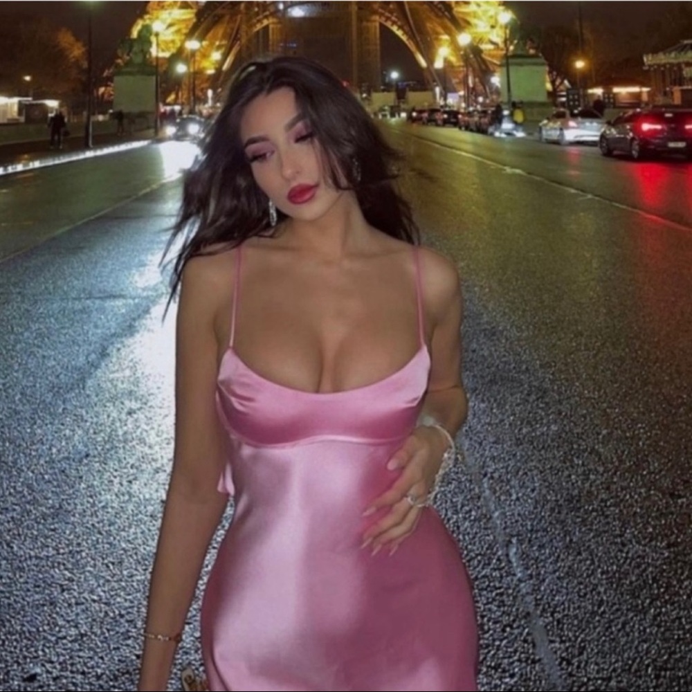 Zara Pink Satin Slip Dress - Picture 5 of 12